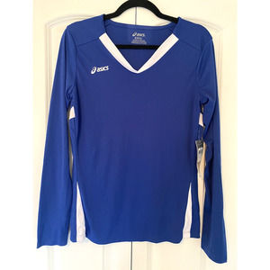 Asics Size S Women’s Long Sleeve Royal Blue White Centerline Jersey Active Top